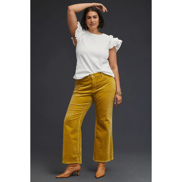 Anthropologie The Yaya Mid-Rise Crop Flare Corduroy Jeans $148 PLUS 16W - Picture 1 of 5